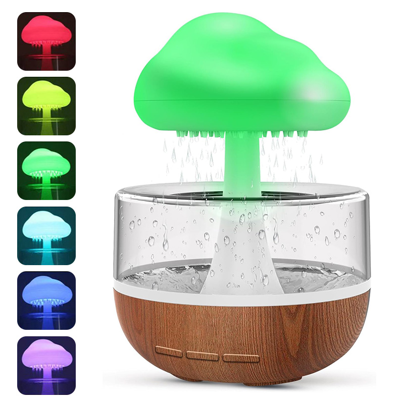 چراغ خواب و شبیه ساز باران مدل ابری طرح چوب RGB